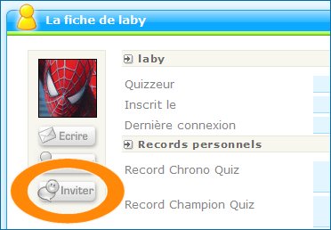 Inviter un joueur sur Rubiquiz